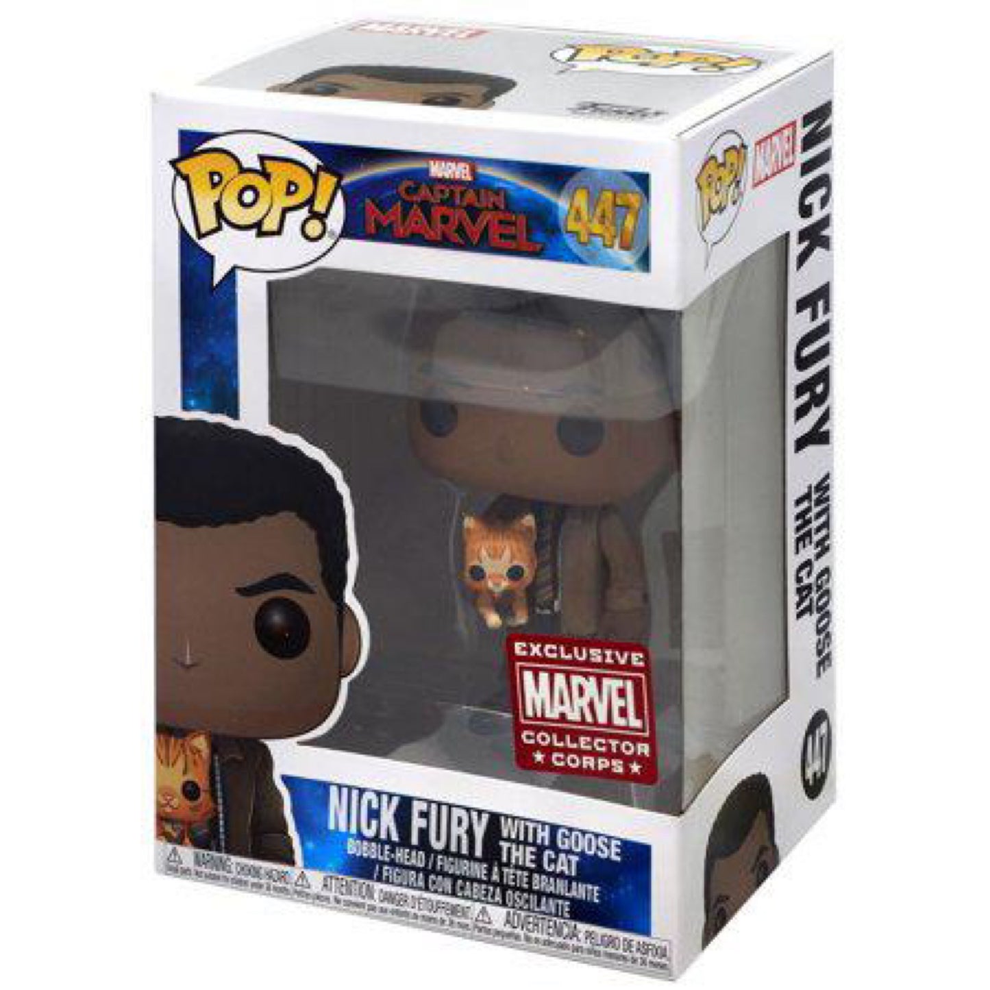 Funko Pop! Marvel Nick Fury Vinyl Bobble Head (With Goose The Cat)